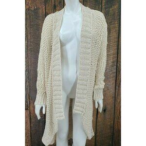 Allsaints Cure Cardigan Womens 8 Hand Knitted Long Open Sweater Ivory